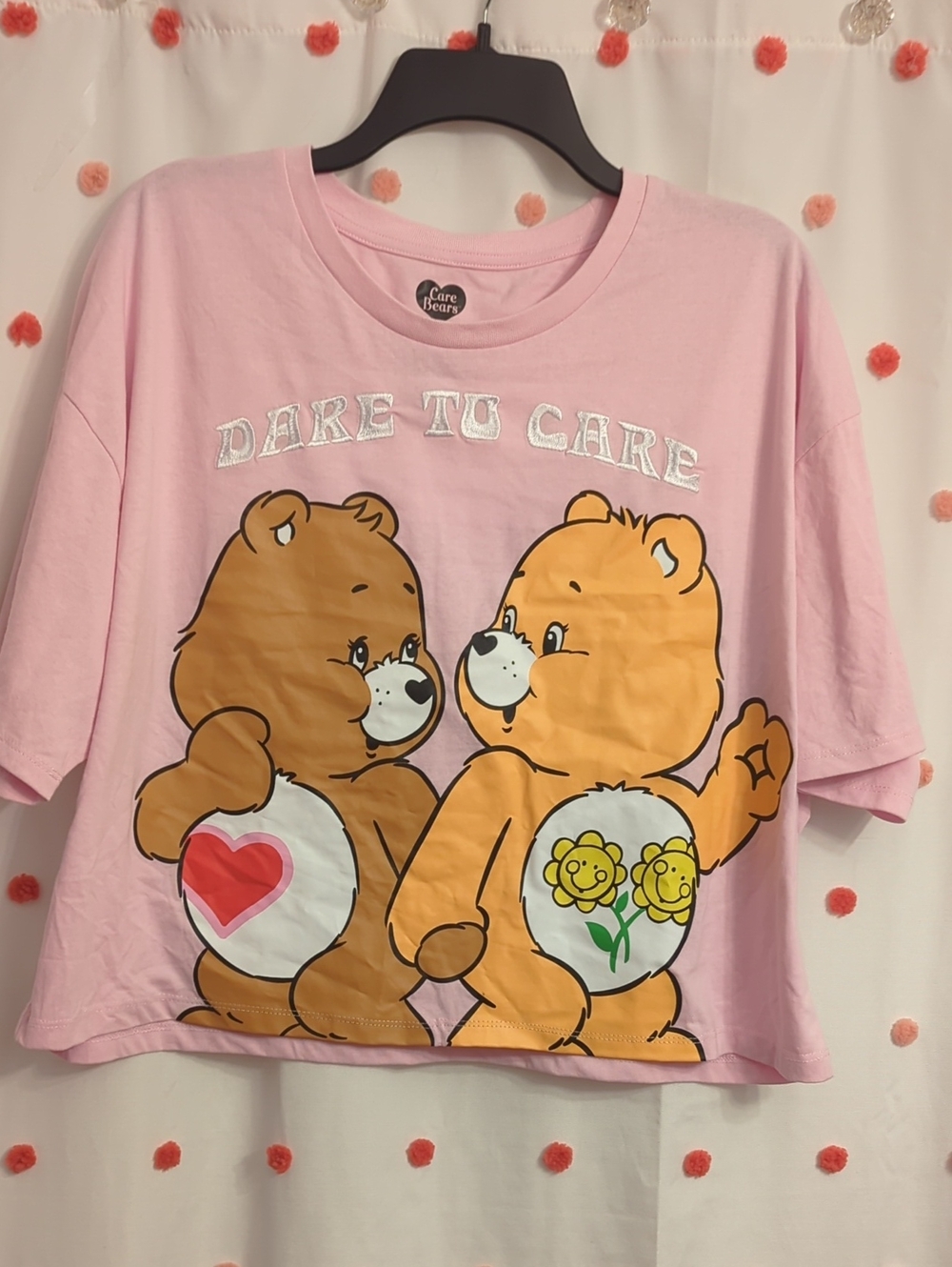 Care Bears Pink Short Sleeve Tee with Cheerful Bear Graphic